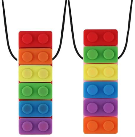 OUDQFCJ 2pcs Sensorische Kau Halskette ideal für Kinder oder Erwachsene die gerne beißen langlebiges und Robustes Silikon Kauspielzeug Kau Halskette für Jungen und Mädchen