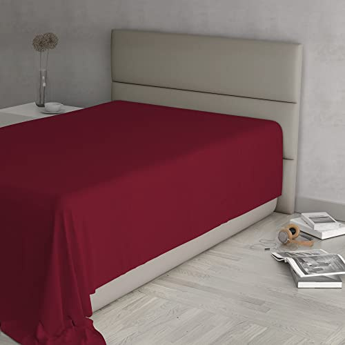 Max Color Bettlaken, 100% Baumwolle, einfarbig, Bordeaux, französisches Bett 180 x 300 cm