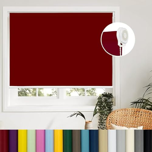 Verdunkelungsrollo, 65 x 120 cm, mehrere Farben und Größen, Fenster und Jalousien, Beschläge, thermisch isoliert, innen und außen, Nischenmontage, Rot