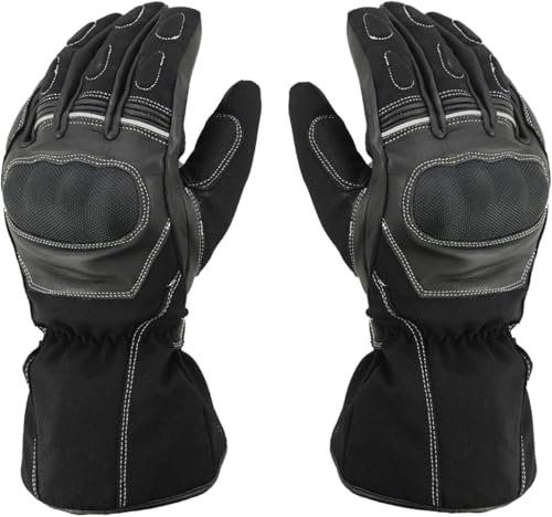 WMW WALI MOTO WEAR Winter Motorradhandschuhe Herren Schwarz,Thermische Motorrad-Handschuhe,Warm,Wasserdicht,Winddicht Motorrad Winter reflektierend Handschuhe (Black, XL)