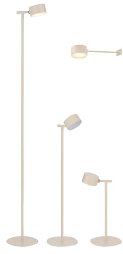 Northpoint LED Akku Stehlampe 3-in-1, Dimmbar Höhenverstellbar 120cm | Kabellos mit Akku, als Steh- Wand- & Tischleuchte nutzbar, 3000K Warmweiß, stufenlos dimmbar, magnetisches Kugelgelenk Beige