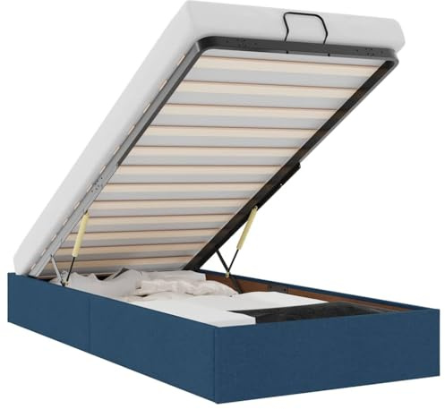 vidaXL Ottoman-Bett ohne Matratze Blau 90x200 cm Stoff
