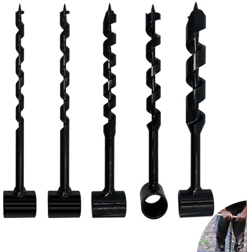 TOOSOAR 5 Pezzi Trapano a Mano per Uso Esterno,Trapano a Mano per La Lavorazione del Legno, per La Sopravvivenza All'Aperto, Campeggio, Lavoro Bushcraft (Nero)