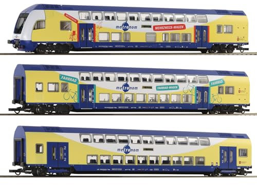 6210105 H0 Set of 3 Double Deck Cars with Control Car, Metronome Ep.VI DC