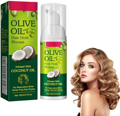 Mousse Coiffante à l'Huile d'Olive Boxiatil - Mousse Coiffante Cheveux Léger et Naturel - Volume Mousse de Coiffage Pour Hommes et Femmes - Effet Fluffy Doux et Résistant