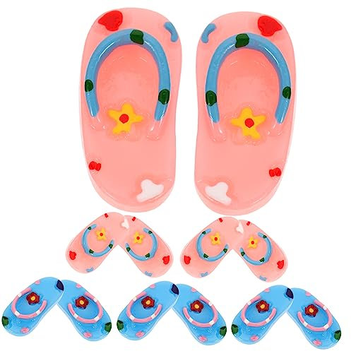 Toyvian 6pairs Miniature Beach Flops Hawaiian Party Slipper Models for Dollhouse Decoration for Scenes and Miniature Displays