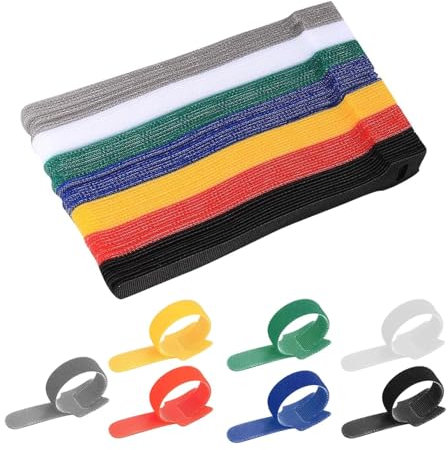 70 Pcs Reusable Cable Ties - Cable Tidy Straps, Adjustable Reusable Cable Ties - Hook and Loop Fastening Wire Ties for PC Computer Electronics Home Office Cable Organiser