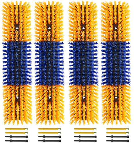 Livestock Scratch Brush With 16 Screws，Animal Back Scratching Brush for Cow,Cattle,Sheep, Horses,Pigs，Massage Grooming Tool(Yellow, 4pcs)
