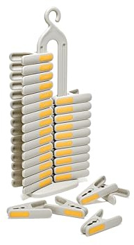 Joseph Joseph PegStore 30-piece clothes peg set with storage stand for washing line, durable and UV resistant recycled plastic, Ecru