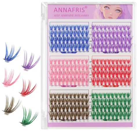 ANNAFRIS Wimpern Extensions 30D Bunt Wimpern Cluster 300Pcs Cluster Lashes Künstliche Wimpern Einzelne Wimpernverlängerung(Colored 30D)