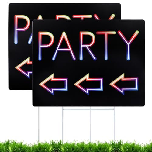 yeeplant 43,2 x 33 cm doppelseitige Party-Wegweisung Hofschilder, wasserdicht und lichtbeständig, 2er-Pack mit Metallpfähle