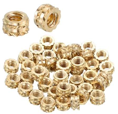 QUARKZMAN 128 Piezas De Insertos Roscados, M1 X 1.5mm L X 2mm OD De Latón Métricos Tuercas Moleteadas Insertos Roscados Termofijables Para Incrustar En Componentes De Impresión 3D