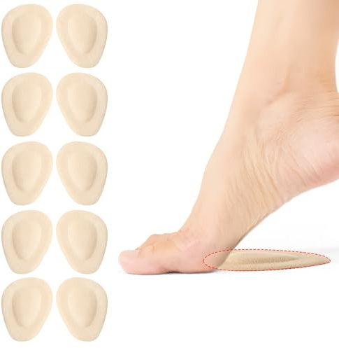 Welnove 10 almohadillas metatarsianas autoadhesivas para pies que se adhieren a los zapatos, almohadillas antideslizantes para el antepié para el neuroma de Morton, dolor de pie (beige)