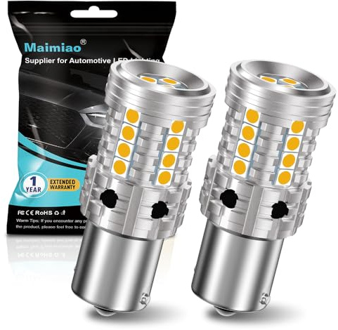 UPXSXT 2pcs ampoules LED 1156 ambre, 7506 BA15S P21w Ampoule LED sans erreur Canbus Anti Hyper Flash Ampoule de remplacement pour clignotant LED Super lumineuse 12-24V 27SMD 28W 4000LM
