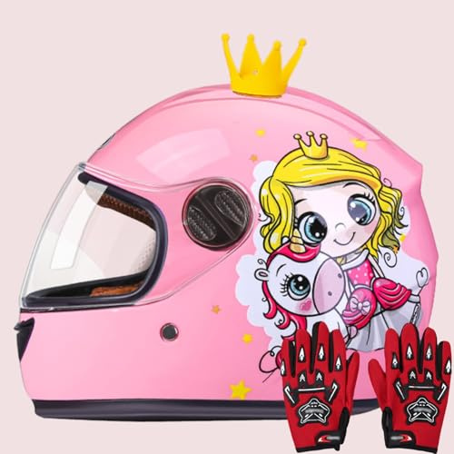 Casque Intégral De Moto Pour Enfants, Homologué ECE 22.06, Avec Visière Solaire Et Écharpe Amovible, Pour Garçons Et Filles De 3 À 13 Ans. 1,48-55CM