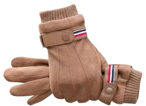 Generico Damen-Handschuhe für den Winter, Touchscreen, PU-Kunstleder, für Party, Radfahren, Braun