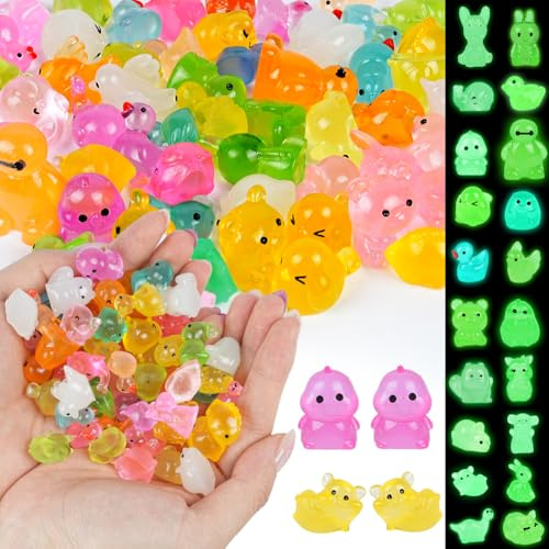 Ainiv 60pcs Mini Animaux Lumineux en Résine, Plusieurs Styles | Petites Figurines d'animaux Lumineux, pour Jardin, Micro-Paysage, Bonsaï, Aquarium, Décoration de Maison de Poupée