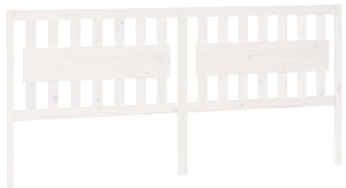 Qnhdfrt White Solid Pine Wood Bed Headboard, 205.5 x 100 cm | Features a rustic wood grain design that serves as a supportive backrest for bedroom and guest room bed frames.