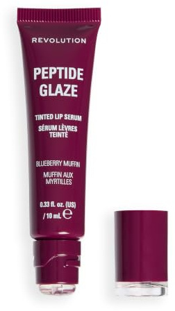 Revolution Peptide Glaze Tinted Lip Serum, Blueberry Muffin | Bálsamo Labial Hidratante con Ácido Hialurónico, Vegano y Libre de Crueldad, 10ml