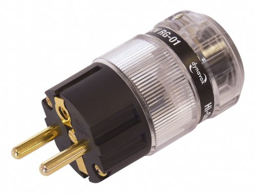 Dynavox High-End Schutzkontaktstecker aus thermoplastischem Kunststoff für Hifi-Geräte, Audio-Verstärker, CD-Player, Subwoofer, vergoldet