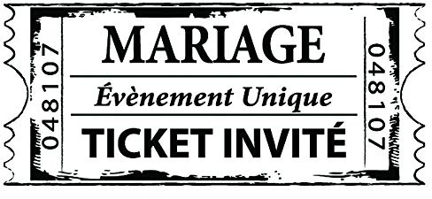 Aladine - Tampon Mariage - Support En bois - Réalisation Invitation et Faire Part de Mariage - Scrapbooking et Carterie Créative - Motif Ticket Mariage