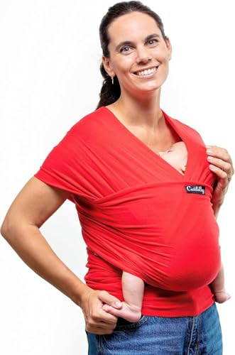 CuddleBug Fascia Porta Bebé Neonato e Bimbi fino a 16 Kg – Fascia Neonato per Trasporto a Mani Libere – Marsupio Bambino a Fascia – Ideale come Regalo Nascita e Baby Shower (Rosso/Red)