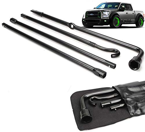 DICN Truck Spare Tire Changing Repair Tool for Ford F150 2004-2014 Car Wheel Remove Jack Replace Irons OEM Lug Nut Wrench Extension 4Pcs Kit Set with Bag US Ship