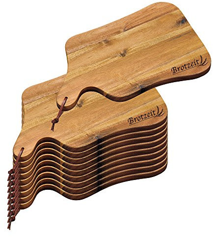 Kesper Schneid und Servierbrett mit Einbrand Brotzeit aus Akazienholz in der Farbe holz Größe: 35x22x1,8 cm, 2860064