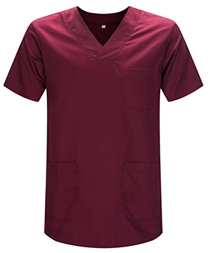 Misemiya - VÊTEMENTS DE Travail Unisex COL PIC Manches Courtes Médicaux Unisexe - Ref.817 - Large, Grenat