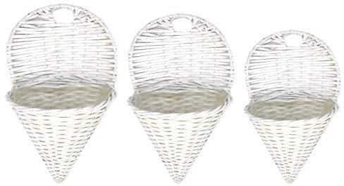 DARO DEKO Rattan Wandampel 3er Set weiß