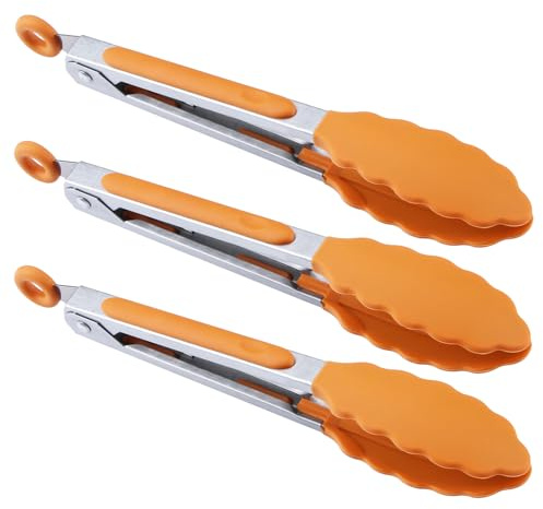 MSY BIGSUNNY Mini pince de service en silicone 17,8 cm Lot de 3 - Orange
