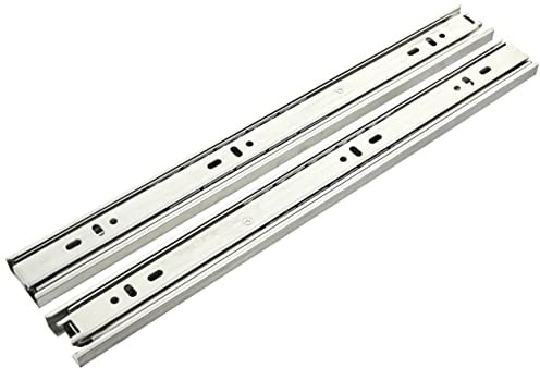 Jdel Guide scorrevoli con Cuscinetto a Sfere per cassetti, 35,6 cm, Acciaio nichelato extracc.Total H35, 350 mm, carico 35 kg. Max. Zincata, Confezione da 2, Lega, Nichel, 35cm