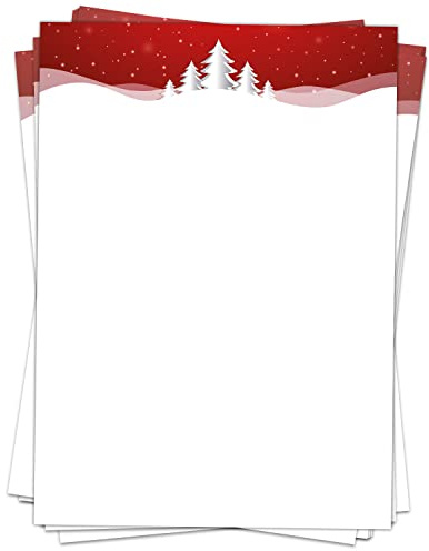 Weihnachtspapier A4 | Weihnachtsbriefpapier beidseitig bedruckt, 50 Blatt | Premium Briefpapier Weihnachten Klassisch rot | weihnachtliches Motivpapier Schreibpapier Druckerpapier 90 g/qm