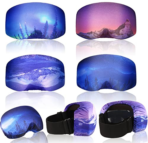 Civaner 4 Pieces Ski Snowboard Goggle Cover Sleeve Goggle Cover Microfiber Protective Lens Scratch Dust Protection for Travel