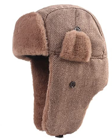 Gisdanchz Fliegermütze Winter Hut Russische Mütze Russen Uschanka Chapka Herren Russisch Russenmütze Wintermütze Schapka Wintermaske Russenmützen Trappermütze Mit Ohrenklappen Braun