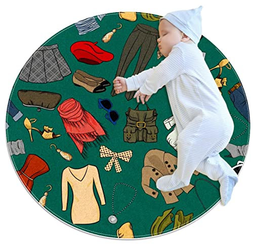 Kleiner Bereich Teppiche Badezimmerteppiche Mode Kleidung Rutschfest Überwurf Teppich Bodenteppich Türmatte für Sofa Schlafzimmer Kinderzimmer Dekor, (rund - 1 m Durchmesser)