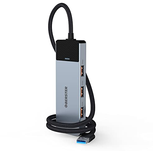 Hub USB 3.2 de 4 Puertos USB 3.2 Gen 2 10 Gbit/s, Adaptador USB 3.2 Ultra Delgado Compatible con MacBook, Mac Pro, Mac Mini, iMac, Surface Pro, XPS, PC, Flash Drive, Mobile HDD