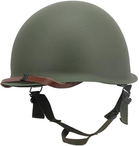 Aifordge Replica casco M3 dell'esercito degli Stati Uniti della seconda guerra mondiale con cinturino per mento/tela pittura fai da te (verde)