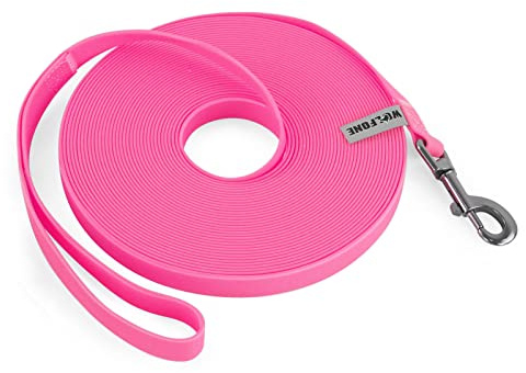 Wolfone 6m rosa Schleppleine für Hunde，wasserdichte Trainingsleine, strapazierfähige und Pflegeleichte Leine, geeignet für Rückruf, Schwimmen, Camping, Strand, Jagd, Spaziergänge