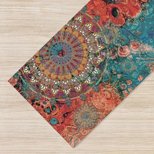Il Gruppone Passione Casa Tappeto Cucina Antiscivolo Made in Italy Passatoia Antimacchia Multiuso Corridoio Soggiorno Lavabile in Lavatrice - Mandala Rosso - 50x100 cm