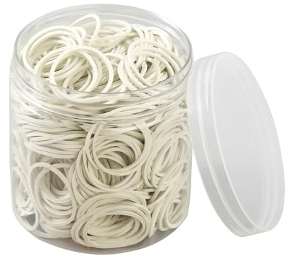 ZZJMCH 600Pcs 1inch Small Rubber Bands Stretchable Rubber Elastics Bands General Purpose Elastic Stretchable Bands Sturdy Rubber Bands for Home, Office, School, Stationery Supplies (White)