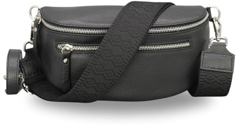 Brise Art Lucia Damen Bauchtasche Echtleder Handgefertigt Crossbody Bag | Damen Umhängetasche, Echtes Leder, Schultertasche mit Ledergurt & wahlweise gemustertem Riemen, 3 Fächer, Made in Italy