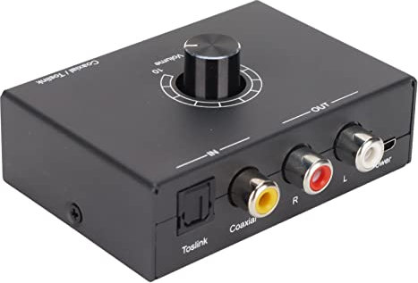 Bewinner DAC Digital Analog Konverter mit Lautstärkeregelung, Digitaler Optischer Koaxialer zu Analog Stereo L/R Cinch Adapter mit 3,5 Mm Buchse für DVD Player