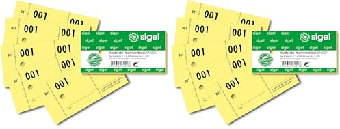 Sigel GN500 Garderoben-Nummernblöcke mit Lochstanzung, 500 Bons (nummeriert 1-500, 10,5 x 5 cm) (Packung mit 2)