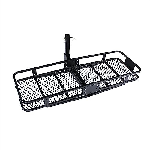 Car Top Roof Rack 150CM Basket Folding Hitch Cargo Carrier Foldaway Steel Mesh Cargo Rack Basket Carrier Luggage Hitch Tow Bar Car Roof 500 Lbs Car Soft Roof Rack