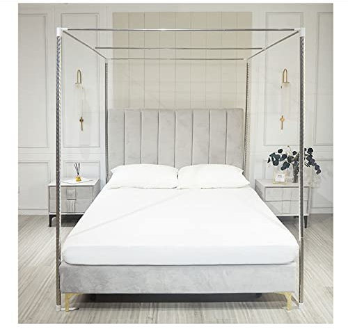 Edelstahl-Himmelbettrahmen, 4 Ecken, Moskitonetz-Halterung, Himmelbett-Netzrahmenpfosten, komplettes Schlafzimmer-Dekorationszubehör, Matratze