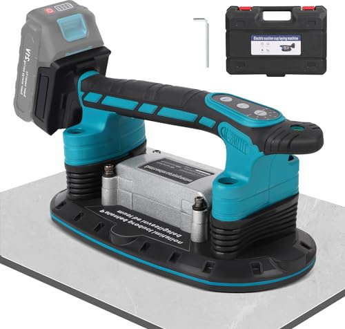 2IN1 Fliesenrüttler & Akku Saugnäpfen 30 * 16cm Kompatibel mit Makita 18V | 250kg Adsorption, 6 Gang Einstellbaren, Fliesen Vibrationsgerät Fliesenvibrator für 2m Fliesen Wandfliesen (ohne Akku)