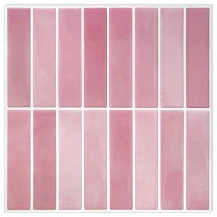 GRIPRO Peel and Stick Wall Tile – 10x10 3D Adhesive Backsplash Tile for Kitchen, Bathroom 3D Wall Panels (10 Sheets, Pink)