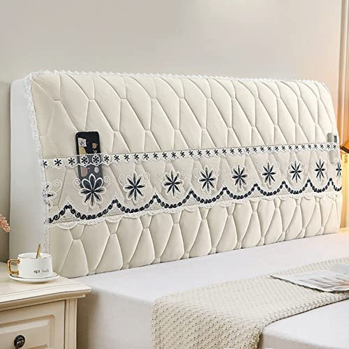 Bett kopfteil bezug Gesteppter Bettkopfteilbezug/Bettkopfteilbezug Samtiger Bettkopfteilbezug für Einzel-/Doppelbett Staubdichter Rückenlehnenbezug für Modernes SchlafzimmerBraun1-160cm