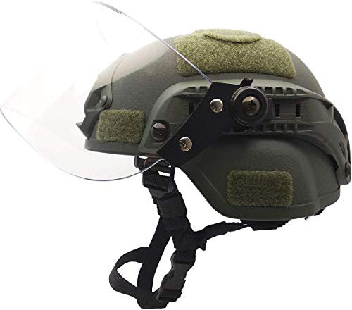 ANSNOW Casco Protector Táctico para Airsoft, Versión Mich 2000 Action, Casco Táctico con Soporte para Nvg Y Máscara con Visera a Prueba de Vandalismo para Juegos de Airsoft, Paintball Y Cs Al Aire L
